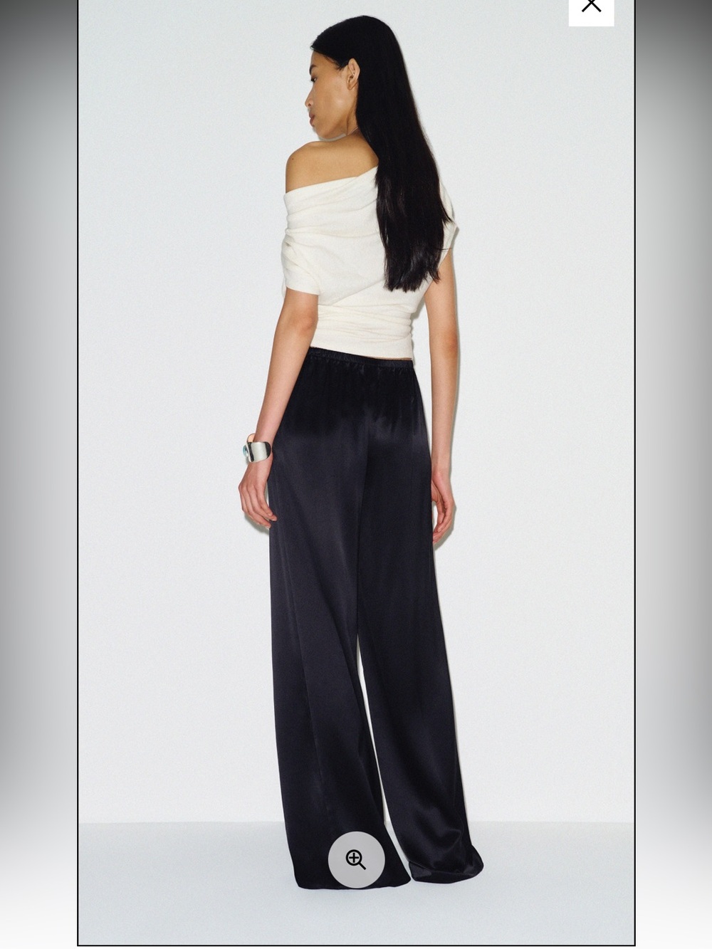 NWT Reformation BLACK SILK CELINE LOW RISE WIDE LEG TROUSER Size S - Picture 2 of 10